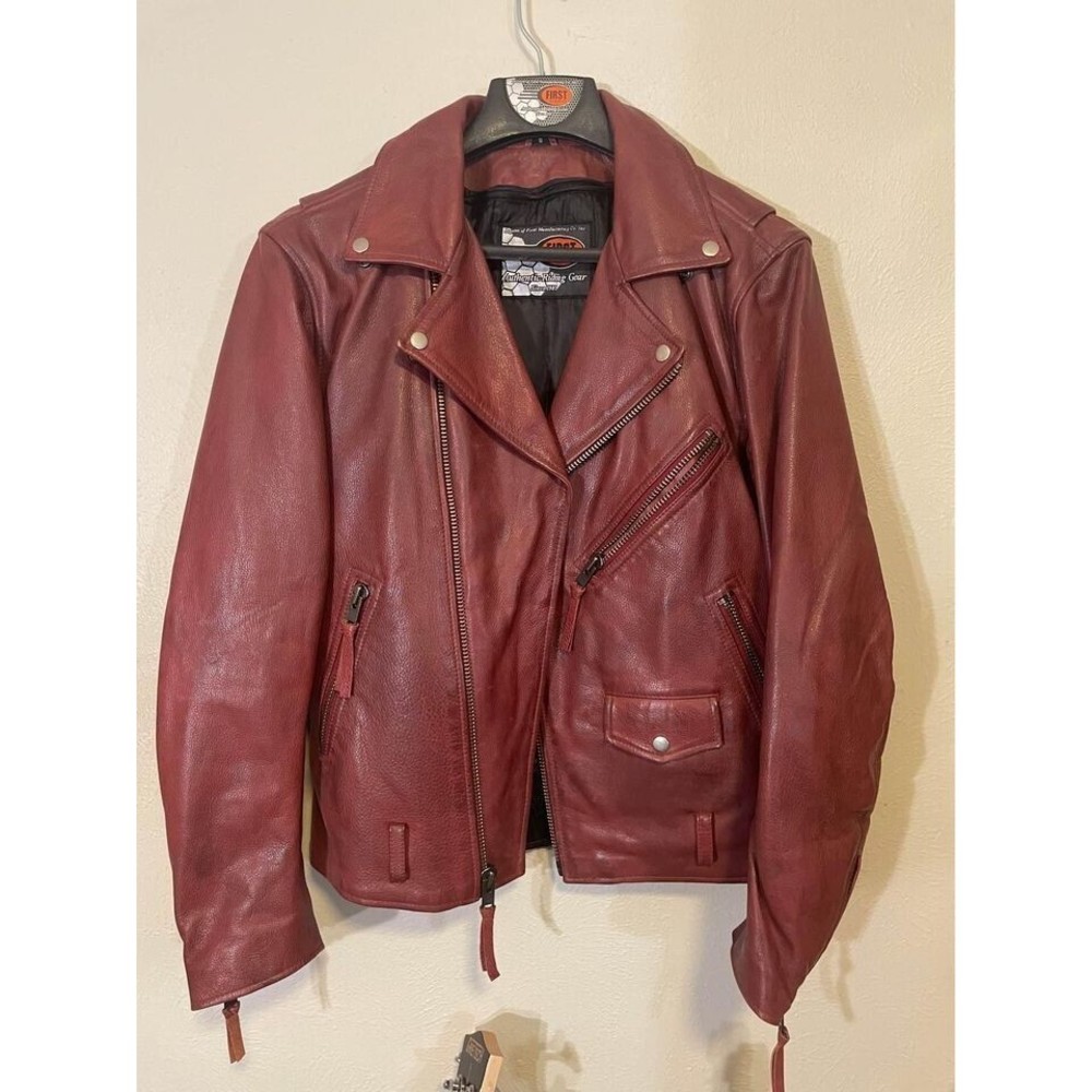 First Manufacturing Fillmore Leather Motorcycle Jacket Oxblood S